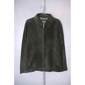 Banana Republic‎ Mens Suede Leather Jacket Full Zip Brown Boxy Size L